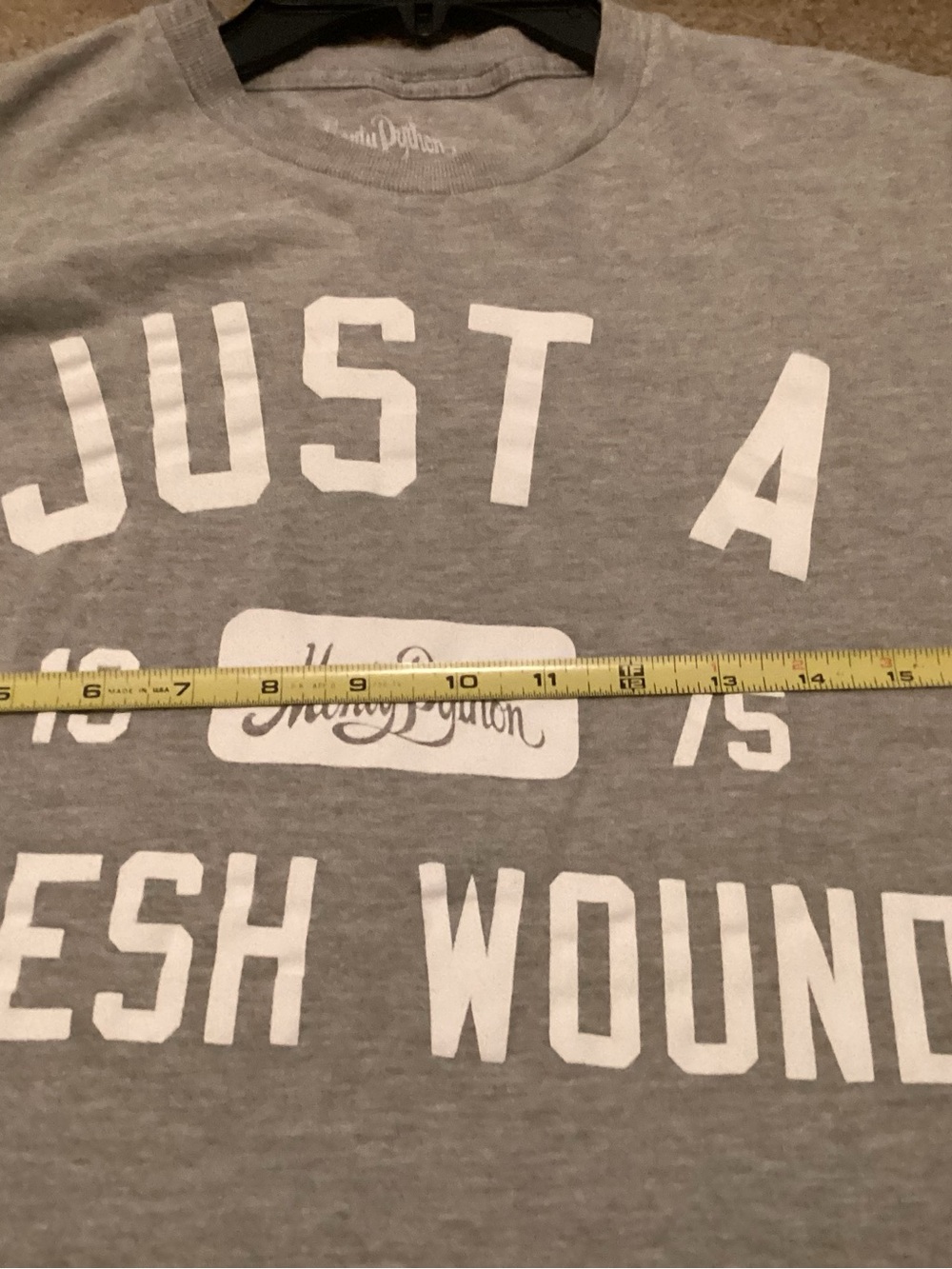 C38 Monty Python Light Gray 'Just A Flesh Wound' Graphic Tee - Picture 5 of 5